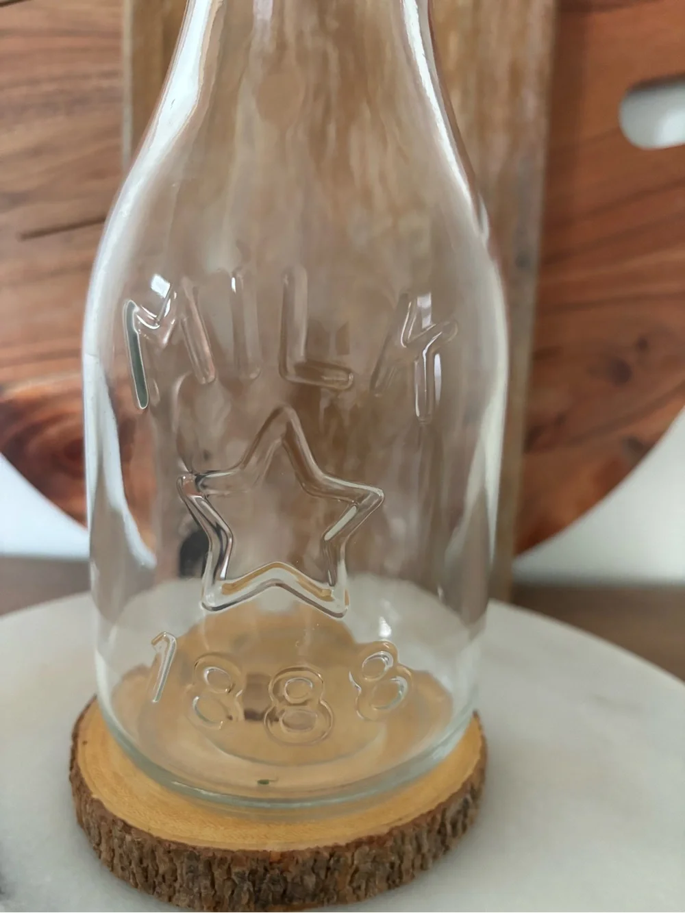 Vintage Glass Milk Bottle Embossed 1888